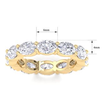4 3/4 Carat Oval Shape Lab Grown Diamond Eternity Ring In 14 Karat Yellow Gold, Ring Size 8