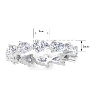 2 3/4 Carat Pear Shape Lab Grown Diamond Eternity Ring In 14 Karat White Gold, Ring Size 4