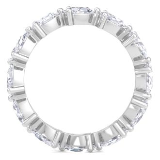 2 3/4 Carat Pear Shape Lab Grown Diamond Eternity Ring In 14 Karat White Gold, Ring Size 5