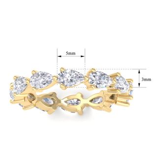 2 3/4 Carat Pear Shape Lab Grown Diamond Eternity Ring In 14 Karat Yellow Gold, Ring Size 6