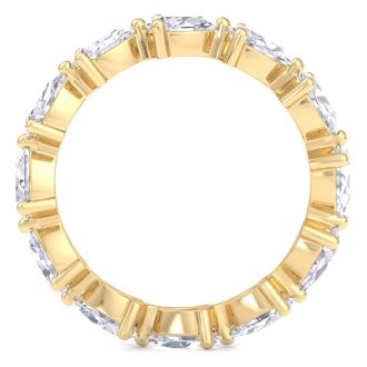 3 Carat Pear Shape Lab Grown Diamond Eternity Ring In 14 Karat Yellow Gold, Ring Size 6.5