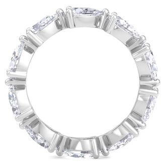 4 Carat Pear Shape Lab Grown Diamond Eternity Ring In 14 Karat White Gold, Ring Size 5.5