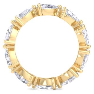 3 1/2 Carat Pear Shape Lab Grown Diamond Eternity Ring In 14 Karat Yellow Gold, Ring Size 4