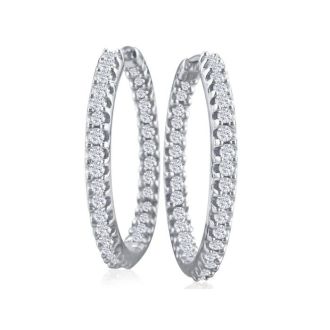 Diamond Hoop Earrings: 1ct  Inside-Out Diamond Hoop Earrings in 10k White Gold, 25mm