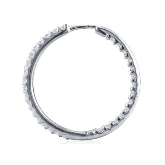 Diamond Hoop Earrings: 1ct  Inside-Out Diamond Hoop Earrings in 10k White Gold, 25mm