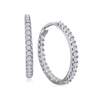 1/2ct Diamond Inside-Out Hoop Earrings in White Gold, 21mm