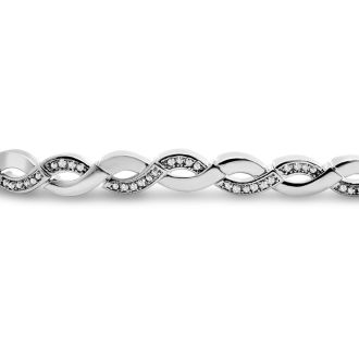 New 1 Carat Natural Diamond Infinity Wave Bracelet, 7 Inches