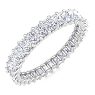 2 1/3 Carat Princess Cut Lab Grown Diamond Eternity Ring In 14 Karat White Gold, Ring Size 4.5