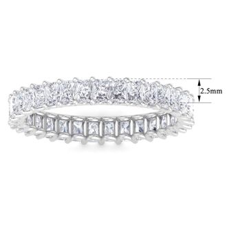 2 1/3 Carat Princess Cut Lab Grown Diamond Eternity Ring In 14 Karat White Gold, Ring Size 4.5