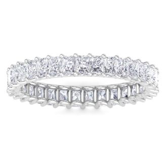2 3/4 Carat Princess Cut Lab Grown Diamond Eternity Ring In 14 Karat White Gold, Ring Size 8.5