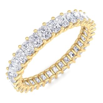 2 1/3 Carat Princess Cut Lab Grown Diamond Eternity Ring In 14 Karat Yellow Gold, Ring Size 4