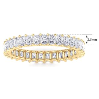 2.60 Carat Princess Cut Lab Grown Diamond Eternity Ring In 14 Karat Yellow Gold, Ring Size 7.5