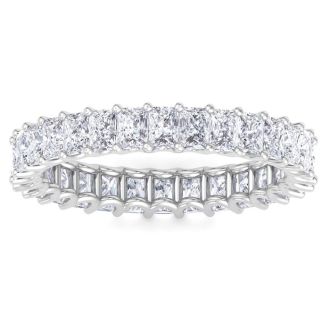 3 1/3 Carat Princess Cut Lab Grown Diamond Eternity Ring In 14 Karat White Gold, Ring Size 5