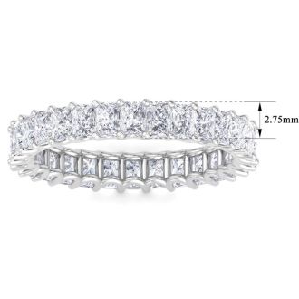 3.60 Carat Princess Cut Lab Grown Diamond Eternity Ring In 14 Karat White Gold, Ring Size 7