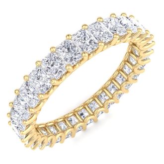 3 1/2 Carat Princess Cut Lab Grown Diamond Eternity Ring In 14 Karat Yellow Gold, Ring Size 5.5