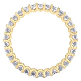 3 1/2 Carat Princess Cut Lab Grown Diamond Eternity Ring In 14 Karat Yellow Gold, Ring Size 5.5