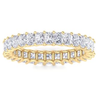 3.60 Carat Princess Cut Lab Grown Diamond Eternity Ring In 14 Karat Yellow Gold, Ring Size 7.5