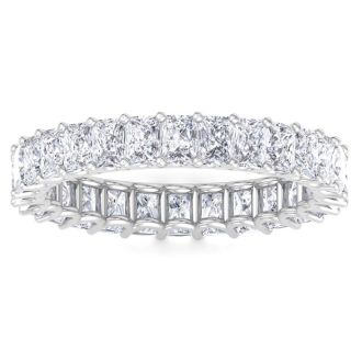 4 1/5 Carat Princess Cut Lab Grown Diamond Eternity Ring In 14 Karat White Gold, Ring Size 5