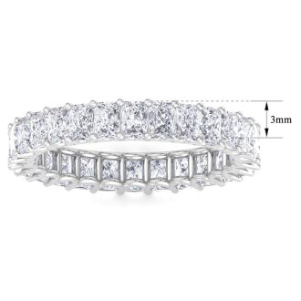 4 1/5 Carat Princess Cut Lab Grown Diamond Eternity Ring In 14 Karat White Gold, Ring Size 5