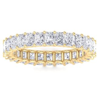 4 1/5 Carat Princess Cut Lab Grown Diamond Eternity Ring In 14 Karat Yellow Gold, Ring Size 5