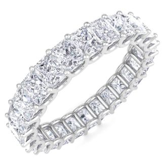 5 1/4 Carat Princess Cut Lab Grown Diamond Eternity Ring In 14 Karat White Gold, Ring Size 7