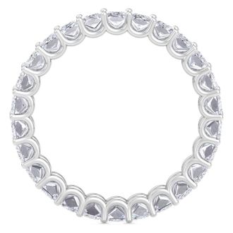 5 1/4 Carat Princess Cut Lab Grown Diamond Eternity Ring In 14 Karat White Gold, Ring Size 7