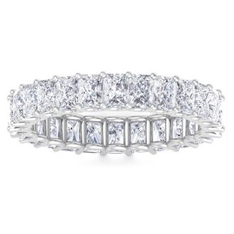 5 1/4 Carat Princess Cut Lab Grown Diamond Eternity Ring In 14 Karat White Gold, Ring Size 7.5