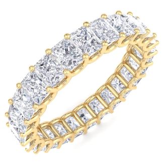 4 3/4 Carat Princess Cut Lab Grown Diamond Eternity Ring In 14 Karat Yellow Gold, Ring Size 4.5