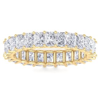 5 1/2 Carat Princess Cut Lab Grown Diamond Eternity Ring In 14 Karat Yellow Gold, Ring Size 8.5