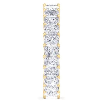 5 1/2 Carat Princess Cut Lab Grown Diamond Eternity Ring In 14 Karat Yellow Gold, Ring Size 9