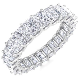 6.60 Carat Princess Cut Lab Grown Diamond Eternity Ring In 14 Karat White Gold, Ring Size 7