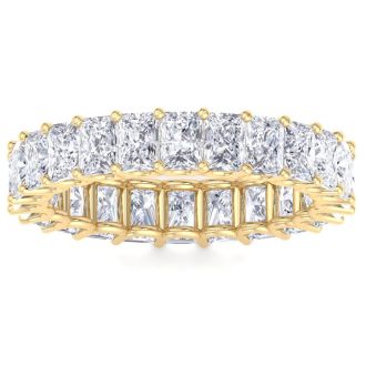 6 Carat Princess Cut Lab Grown Diamond Eternity Ring In 14 Karat Yellow Gold, Ring Size 4.5