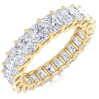 6 Carat Princess Cut Lab Grown Diamond Eternity Ring In 14 Karat Yellow Gold, Ring Size 4.5