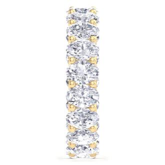 5 1/2 Carat Oval Shape Lab Grown Diamond Eternity Ring In 14 Karat Yellow Gold, Ring Size 8