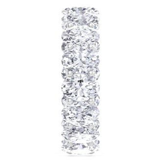 9 Carat Oval Shape Lab Grown Diamond Eternity Ring In 14 Karat White Gold, Ring Size 8