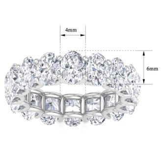 9 1/2 Carat Oval Shape Lab Grown Diamond Eternity Ring In 14 Karat White Gold, Ring Size 8.5