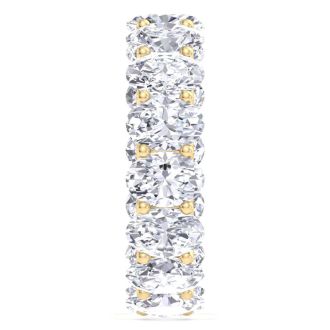 9 Carat Oval Shape Lab Grown Diamond Eternity Ring In 14 Karat Yellow Gold, Ring Size 7.5
