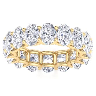 9 1/2 Carat Oval Shape Lab Grown Diamond Eternity Ring In 14 Karat Yellow Gold, Ring Size 9