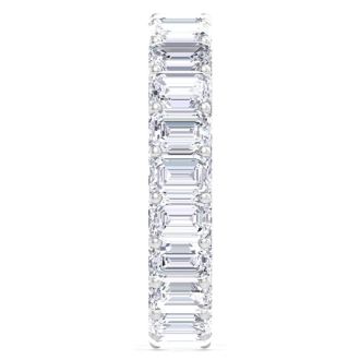 4 3/4 Carat Emerald Cut Lab Grown Diamond Eternity Ring In 14 Karat White Gold, Ring Size 4