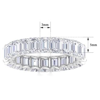 4 3/4 Carat Emerald Cut Lab Grown Diamond Eternity Ring In 14 Karat White Gold, Ring Size 4