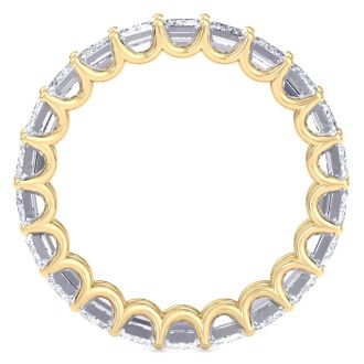 5 3/4 Carat Emerald Cut Lab Grown Diamond Eternity Ring In 14 Karat Yellow Gold, Ring Size 9