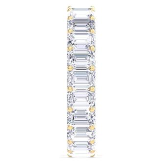5 3/4 Carat Emerald Cut Lab Grown Diamond Eternity Ring In 14 Karat Yellow Gold, Ring Size 9