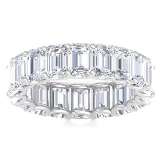 8 Carat Emerald Cut Lab Grown Diamond Eternity Ring In 14 Karat White Gold, Ring Size 4