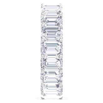 8 Carat Emerald Cut Lab Grown Diamond Eternity Ring In 14 Karat White Gold, Ring Size 4.5
