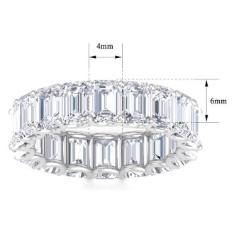 8 Carat Emerald Cut Lab Grown Diamond Eternity Ring In 14 Karat White Gold, Ring Size 4.5