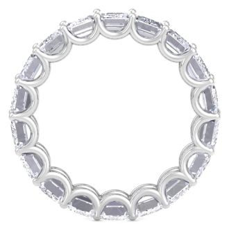 8 1/2 Carat Emerald Cut Lab Grown Diamond Eternity Ring In 14 Karat White Gold, Ring Size 6