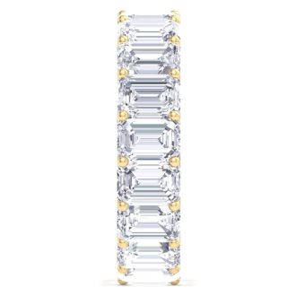 8 Carat Emerald Cut Lab Grown Diamond Eternity Ring In 14 Karat Yellow Gold, Ring Size 4