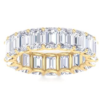 8 1/2 Carat Emerald Cut Lab Grown Diamond Eternity Ring In 14 Karat Yellow Gold, Ring Size 5.5