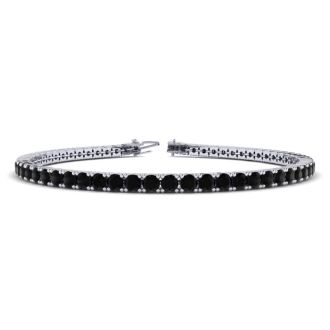 4 1/4 Carat Mens Black Diamond Bracelet In 14 Karat White Gold, 7 1/2 Inches