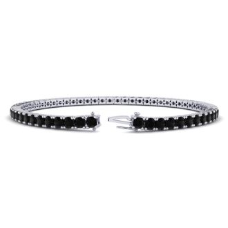 4 1/4 Carat Mens Black Diamond Bracelet In 14 Karat White Gold, 7 1/2 Inches